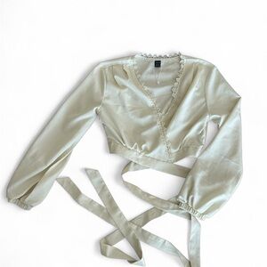 SHEIN Cream Wrap Top